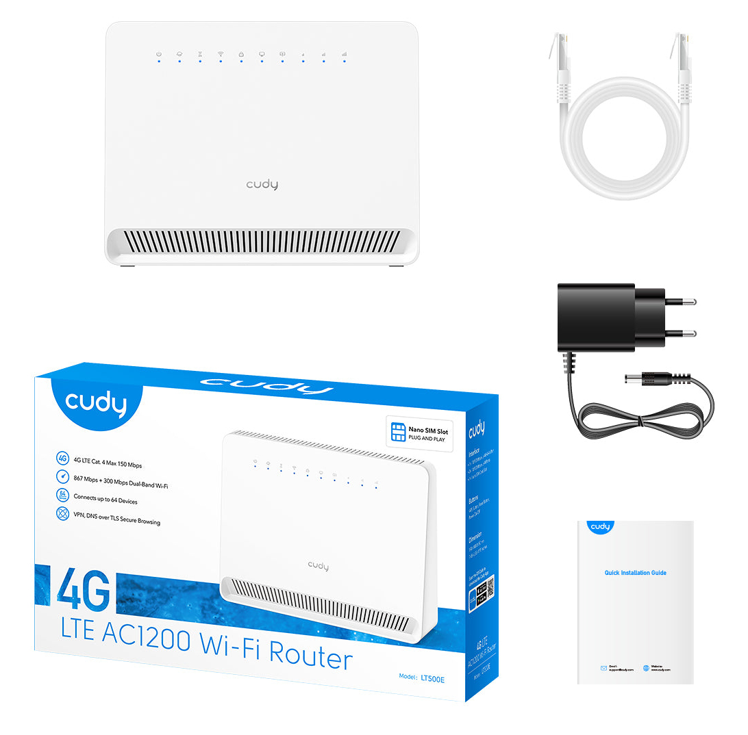 Cudy LT500E AC1200 Wi-Fi 5 4G LTE Router Weiß