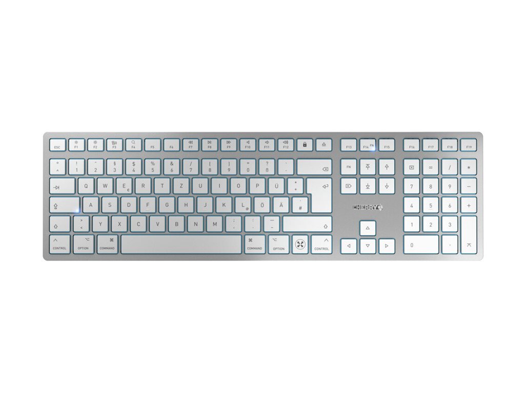 CHERRY KW 9100 SLIM FOR MAC Kabellose Tastatur QWERTZ Silber/Weiß