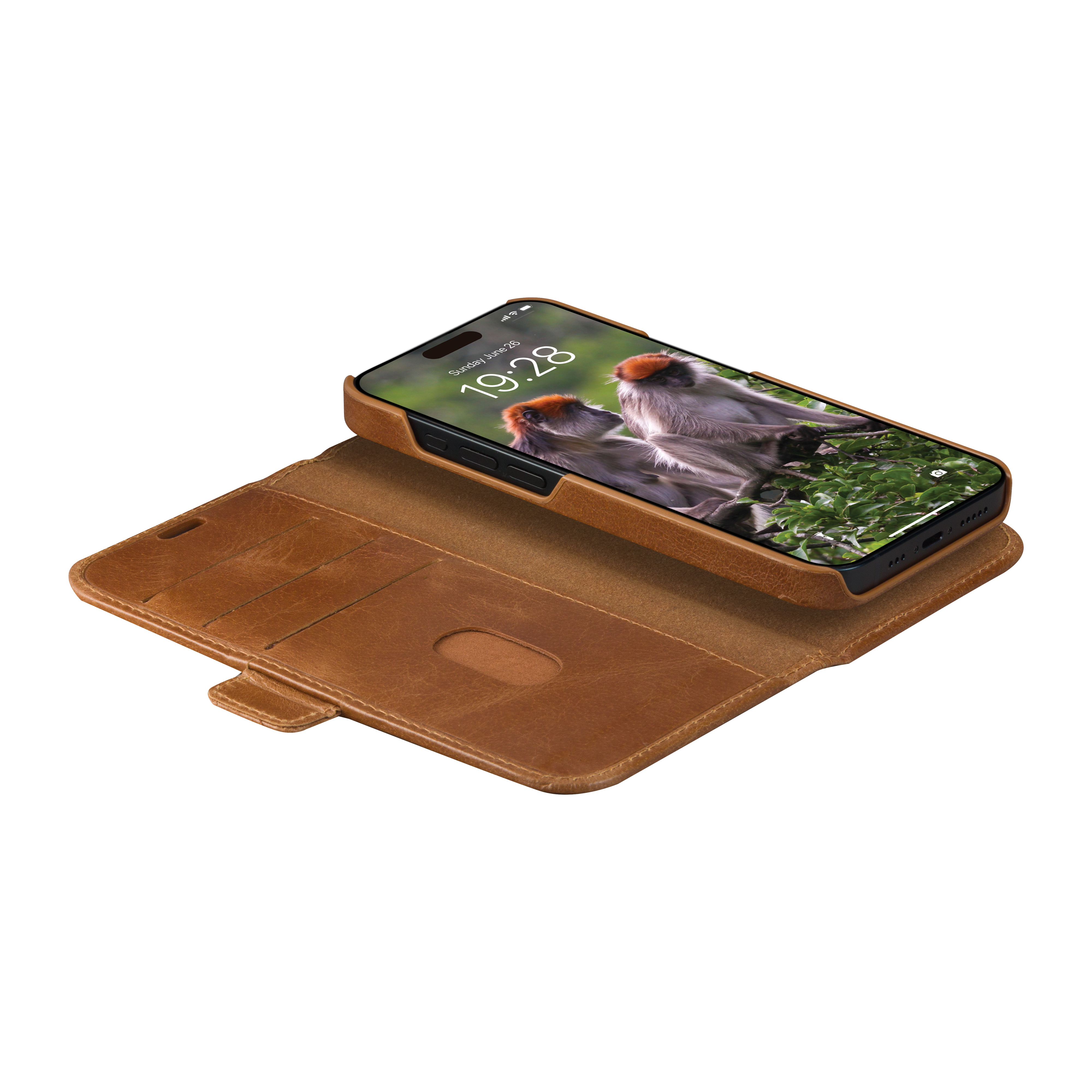 dbramante1928 Lynge Flip-Hülle Leder für Apple iPhone 13/14/15/16e/17e Hellbraun