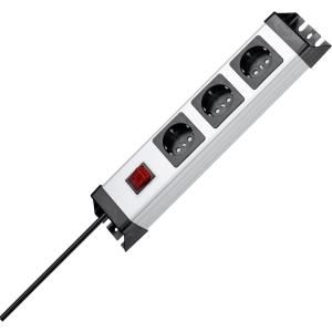 Kopp Steckdosenleiste mit Schalter 3fach Grau, Schwarz Schutzkontakt 226020017 (226020017)