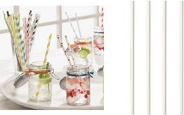 PAPSTAR Papier-Trinkhalm "pure", 200 mm, weiß aus Papier, Länge: 200 mm, Durchmesser: 6 mm, nachhaltig - 1 Stück (87513)