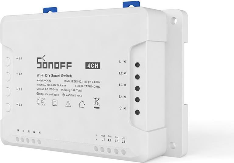 Sonoff PRO R3 4-Kanal-Smart-Relais, gesteuert über WLAN + RF - 230 VAC 2200 W (4CH PROR3)