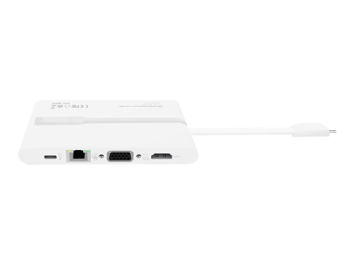 Dicota USB-C Portable Docking 9-in-1 Dockingstation HDMI 4K VGA USB-A 3.0 RJ-45 Weiß
