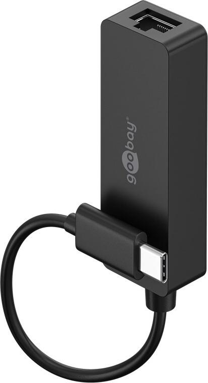 Goobay USB-C -Ethernet-Adapter schwarz - zum Anschluss eines PCs oder Apple MacBook an ein (76579)