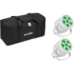 EUROLITE Set 2x LED Silent Par 6 QCL Floor ws + Soft-Bag (20000965)