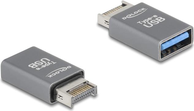 Delock Adapter USB 10 Gbps Typ-E Key A Stecker zu Typ-A Buchse Metall (67230)
