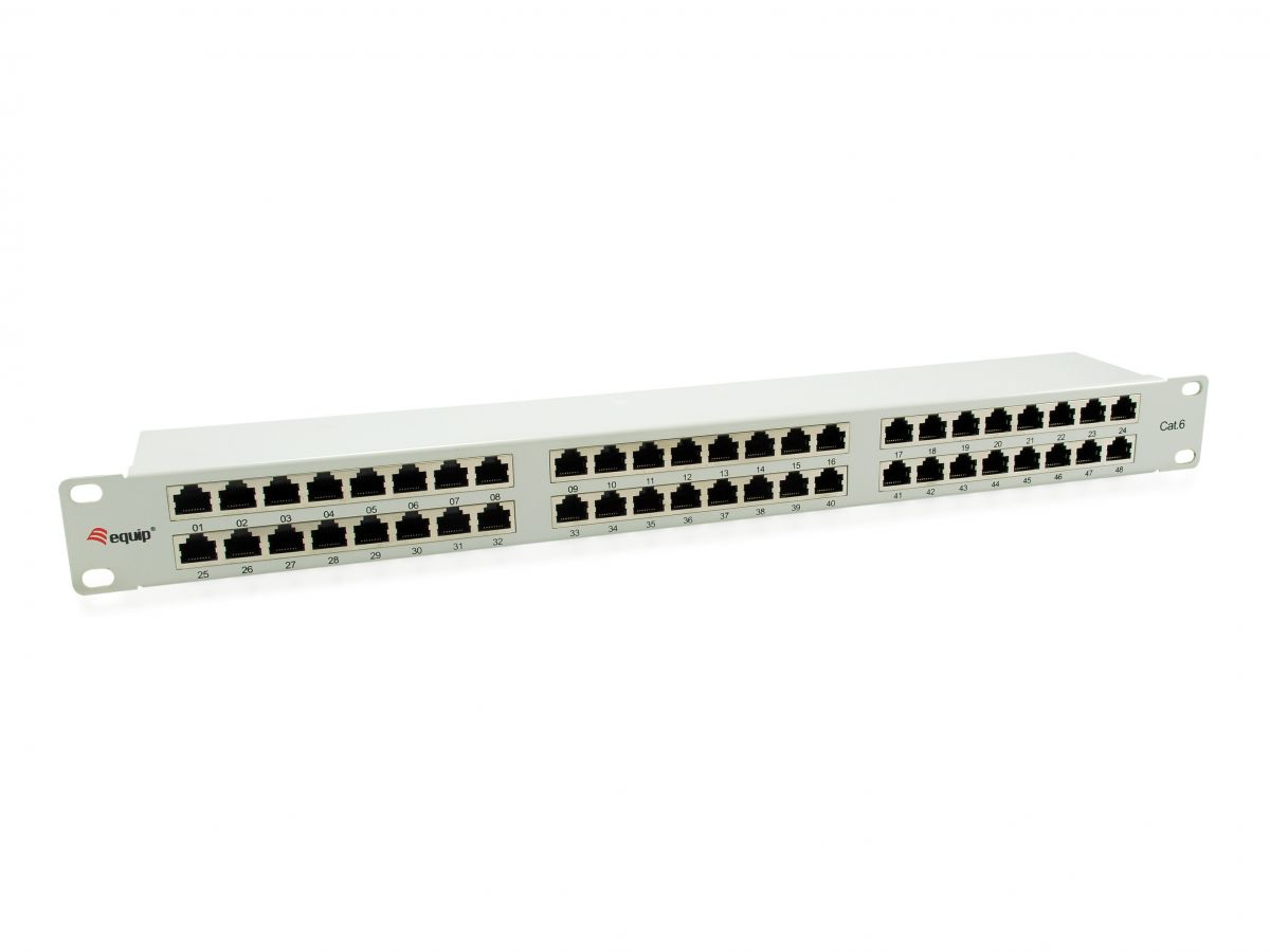 equip Pro Patch Panel 48-Port Cat 6 19" 1HE Hellgrau