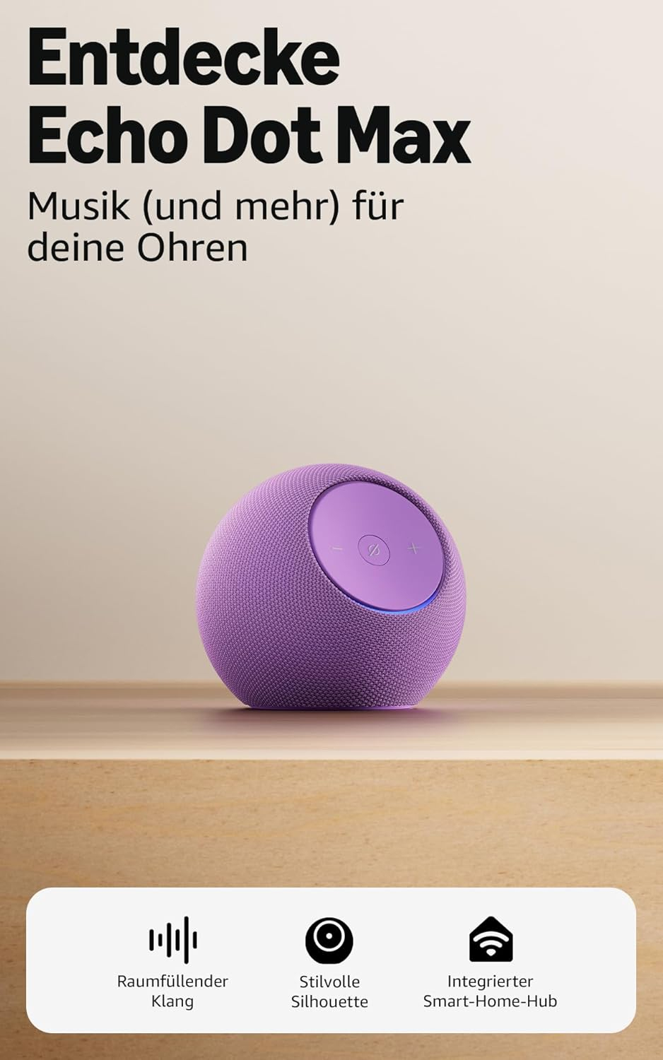 Amazon Echo Dot Max Smart-Lautsprecher Bluetooth Wi-Fi 6 Zigbee Amethyst