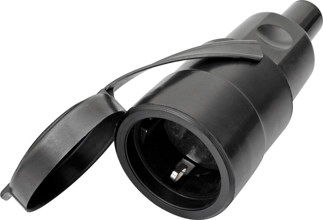 BACHMANN Vollgummikupplung CEE7/3, abnehmbarer Deckel, VDE, IP44, schwarz (BM0028126)