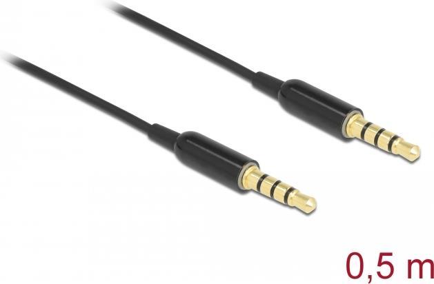 Delock - Audioverlängerungskabel - 4-poliger Mini-Stecker männlich zu 4-poliger Mini-Stecker männlich - 50cm - Schwarz (66075)