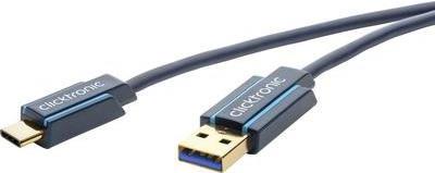 clicktronic USB 2.0 Anschlusskabel [1x USB 3.0 Stecker A - 1x USB-C™ Stecker] 0.5 m Blau clicktronic (45123)
