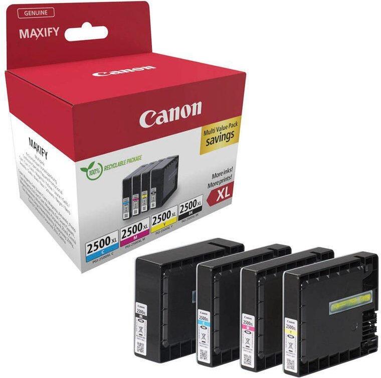 Canon PGI-2500XL BK/C/M/Y Multipack Tintenpatrone XL Schwarz, Cyan, Magenta, Gelb
