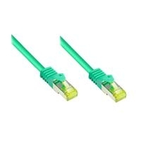 RJ45 Patchkabel mitCat.7 Rohkabel und Rastnasenschutz (RNS®), S/FTP, PiMF, halogenfrei, 600MHz, OFC, grün, 25m, Good Connections® (8070R-250G)