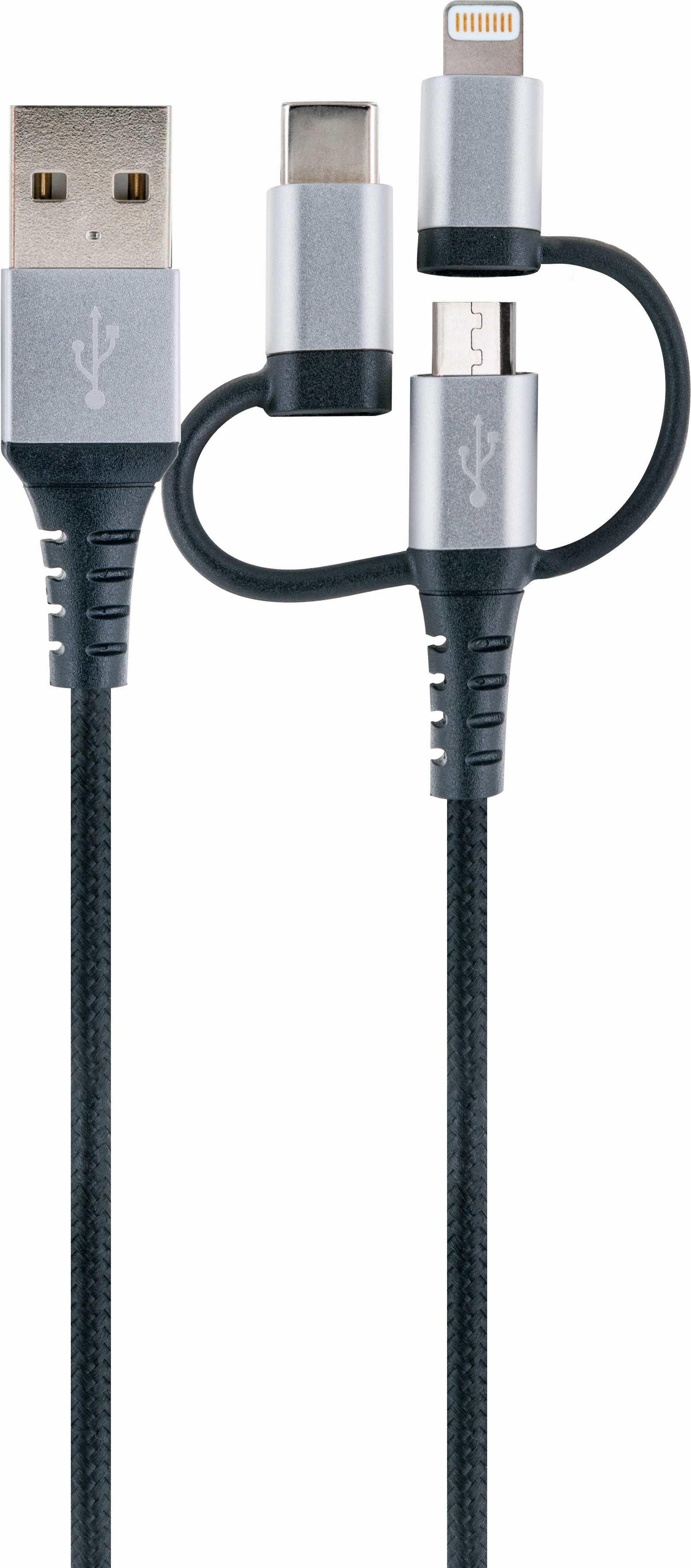 Schwaiger LKU 100 USB Kabel 1,5 m 2.0 USB A Micro-USB B Schwarz - Silber (LKU100533)