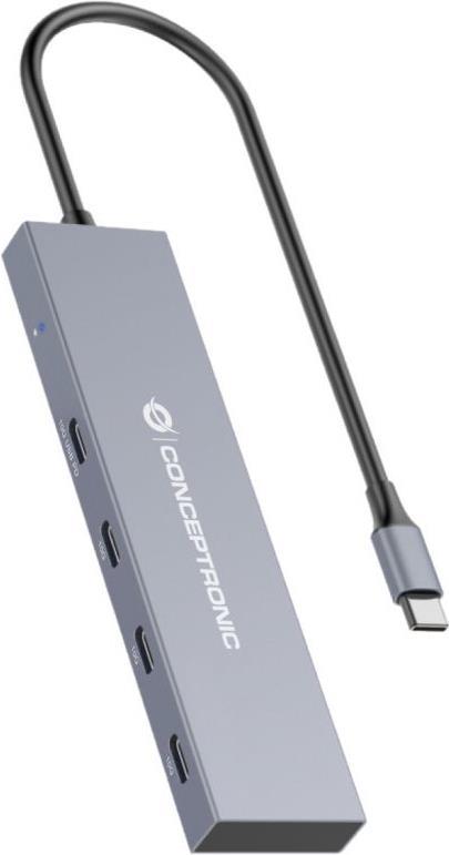 Conceptronic HUBBIES14G Schnittstellen-Hub USB 3.2 Gen 2 (3.1 Gen 2) Type-C 10000 Mbit/s Grau (HUBBIES14G)