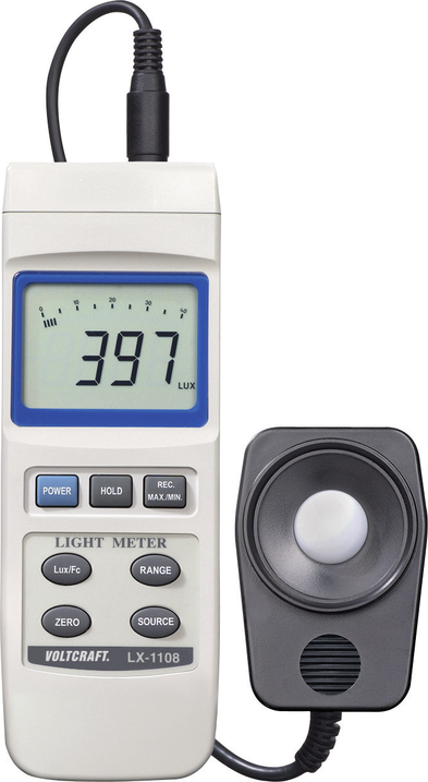 Voltcraft® LX-1108 Lux-Meter, Beleuchtungsmessgerät, Helligkeitsmesser 0 - 400 000 lx (LX-1108)