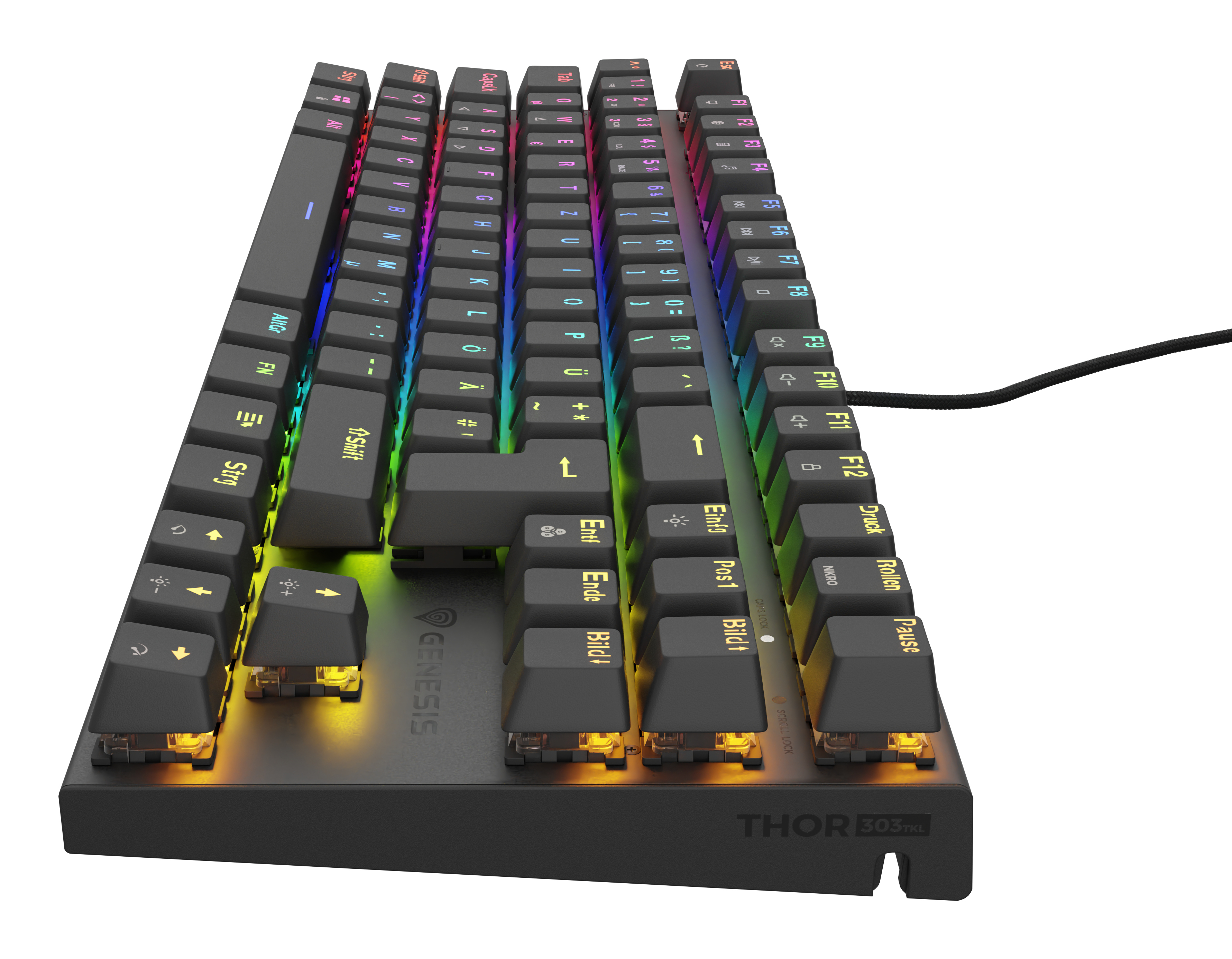 Genesis Thor 303 TKL Gaming Tastatur QWERTZ RGB-LED Schwarz