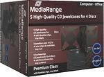 MediaRange CD-Leerhülle für 4 Discs, 22mm, schwarzes Tray, 5er Pack (BOX34-4)