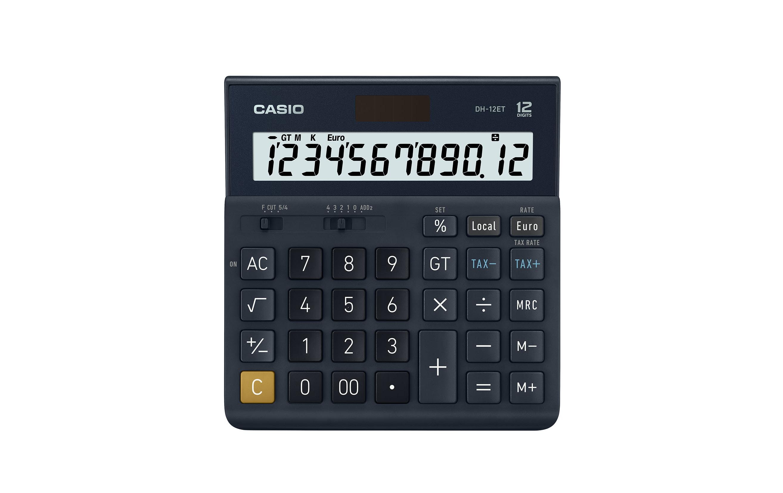 Casio DH-12ET Tischrechner 12-stelliges Display Solar/Batterie Schwarz