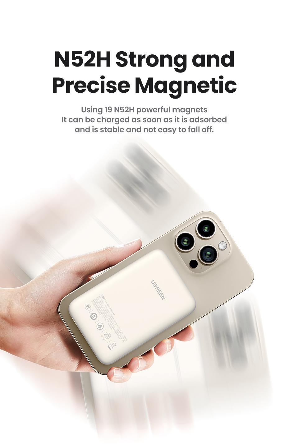 Ugreen 25208 Induktive Power Bank 10000 mAh 20 W Weiß