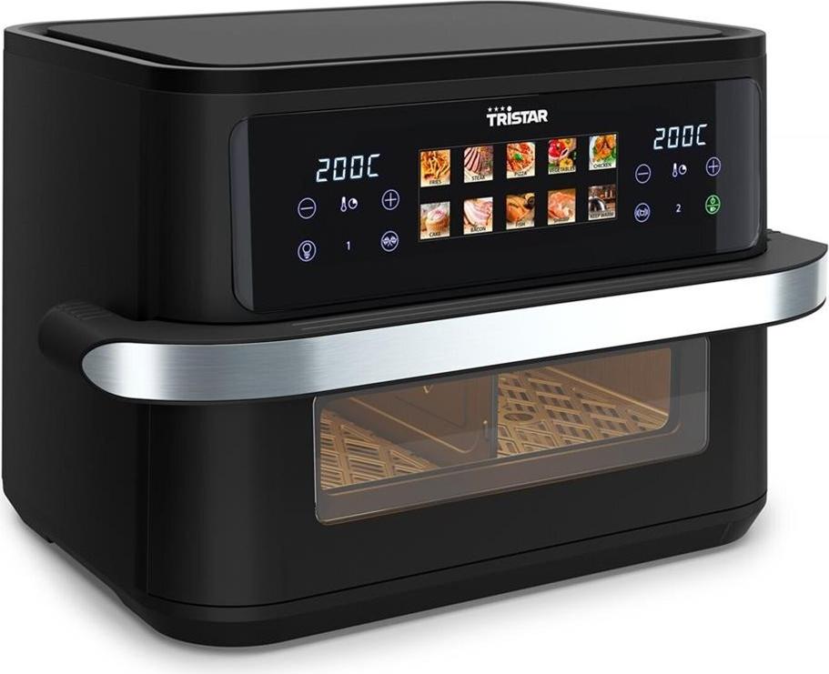 Tristar FR-9078 Doppelte Heißluft-Fritteuse 10 l 2800 W Schwarz, Edelstahl
