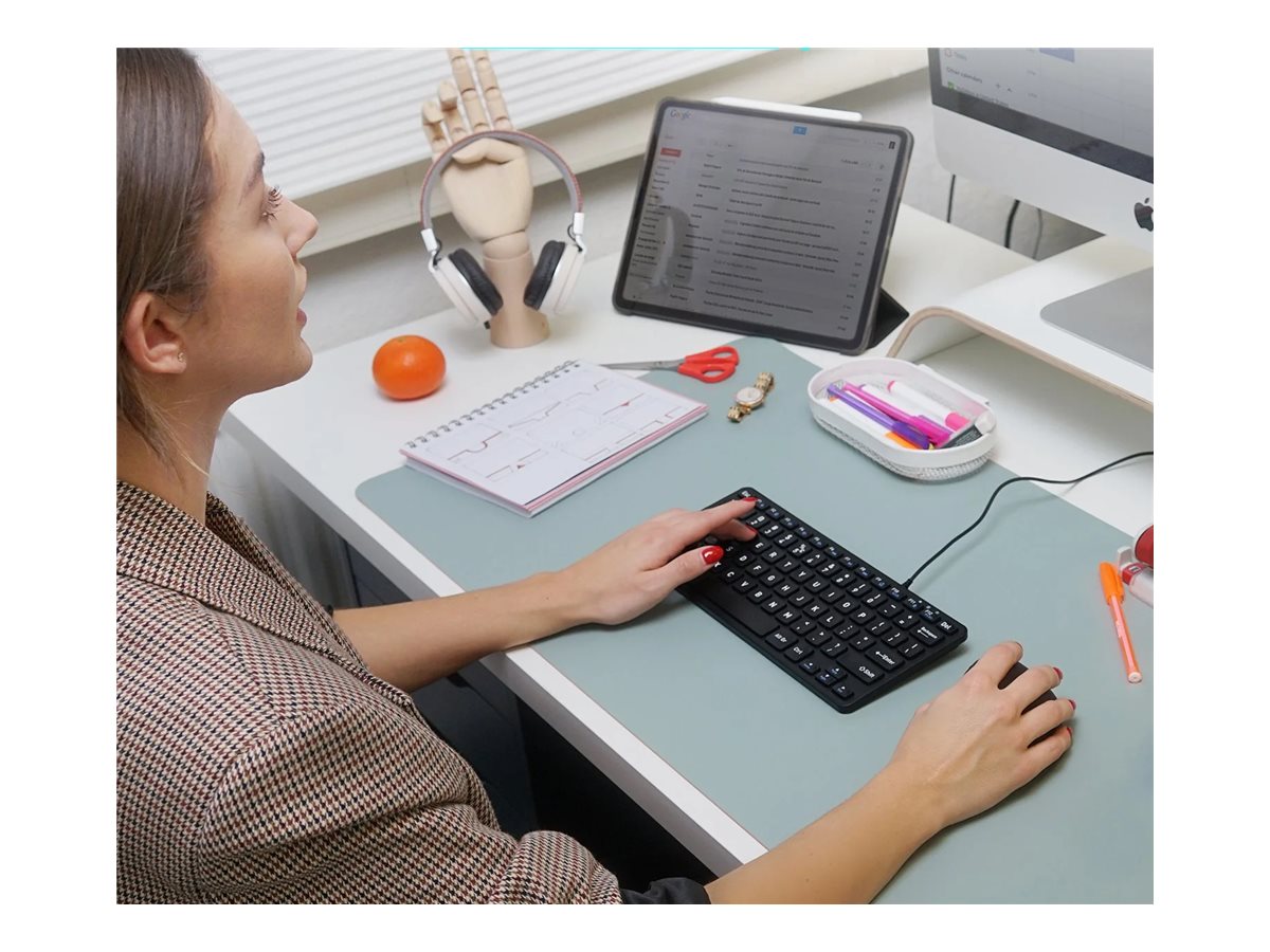 Perixx PERIBOARD-332B Mini Tastatur USB QWERTZ Weiße LED Schwarz