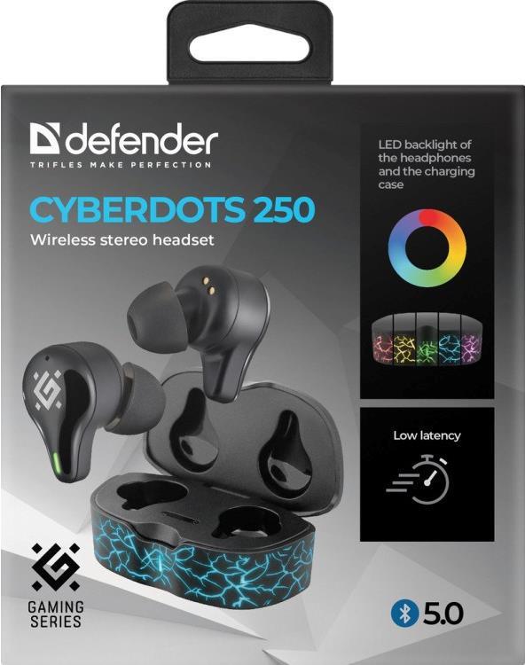 Defender CYBERDOTS 250 Kopfhörer True Wireless Stereo (TWS) im Ohr Anrufe/Musik/Sport/Alltag USB Typ-C Bluetooth Schwarz (63250)