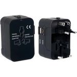 pavo Universal-Reisestecker (US/AU/EU/UK), schwarz Eingang: AC 100-250V, Ausgang: 5V 2.1A, - 1 Stück (8025329)