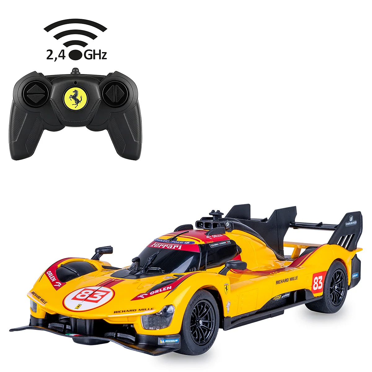 Jamara Ferrari 499P-N83 1:24 RC-Sportwagen gelb 2,4 GHz Elektromotor