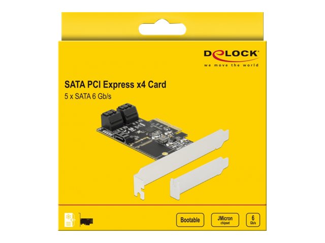 Delock PCI Express Card x4 > 5 x internal SATA 6 Gb/s Low-Profile Grün