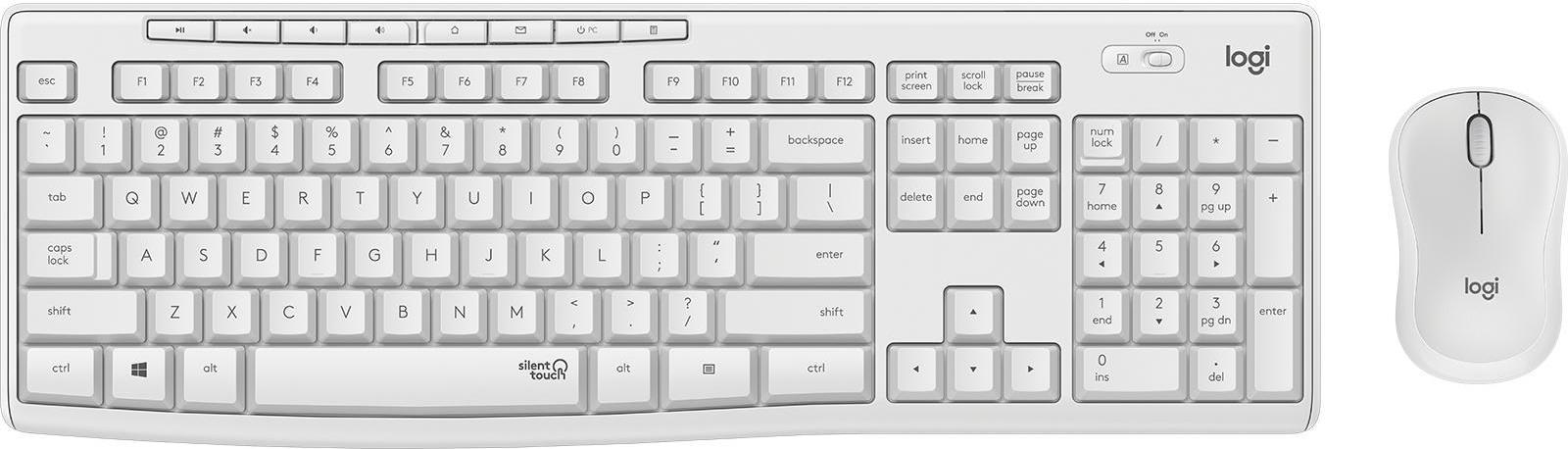 Logitech MK295 Silent Tastatur-Maus-Set 2.4 GHz US International Off White