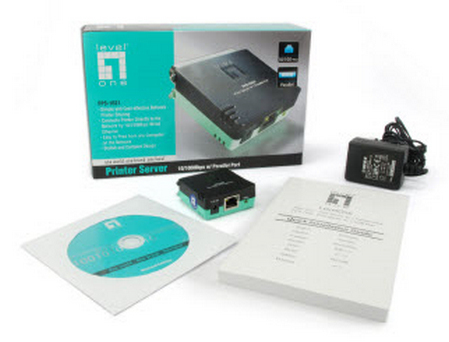 LevelOne FPS-1031 Druckserver Parallel 10/100 Ethernet Schwarz, Grün