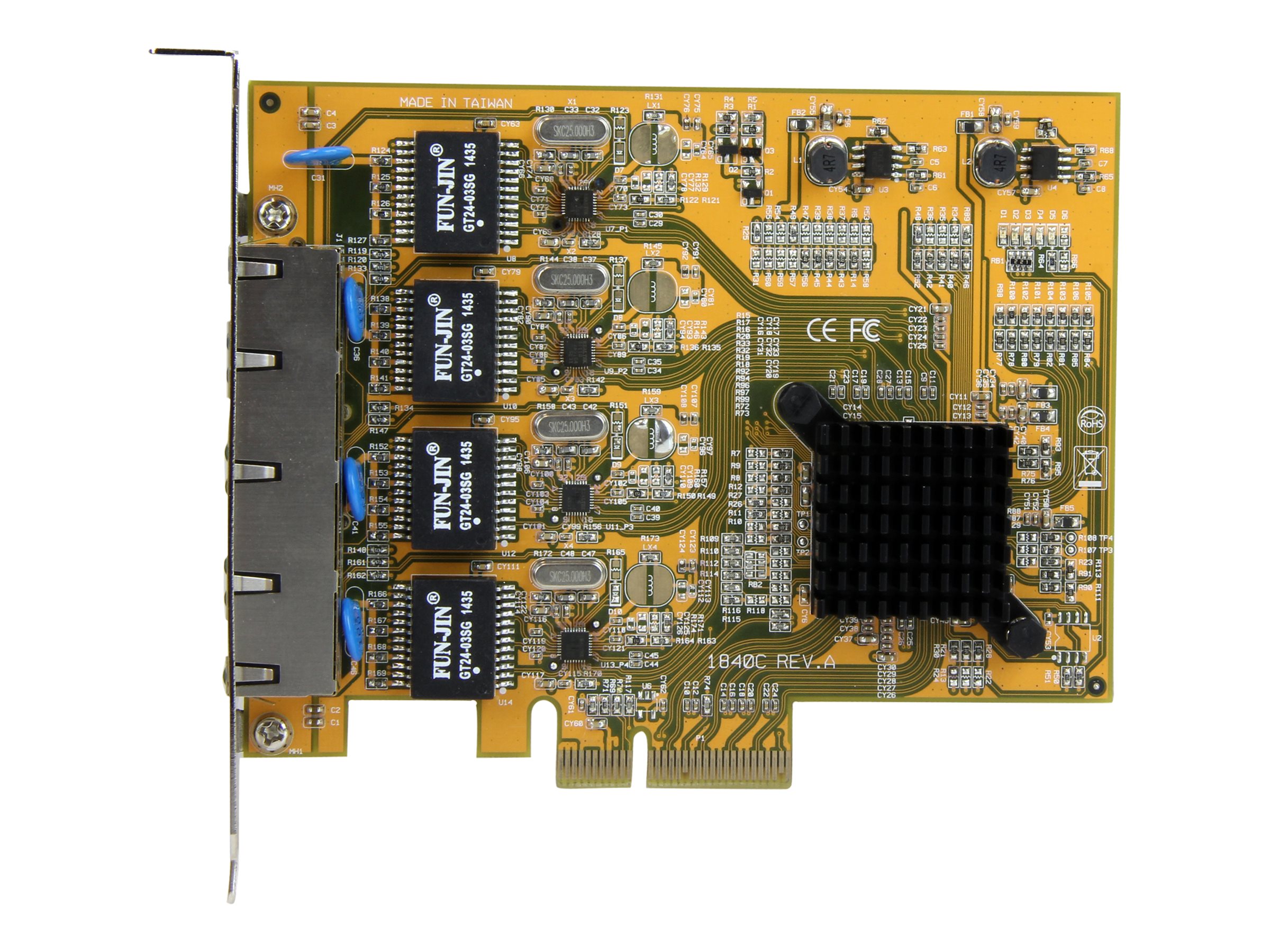 Startech 4 Port PCIe Gigabit Netzwerkkarte, Quad Port PCI Express GbE NIC, 2000 Mbit/s, Gelb