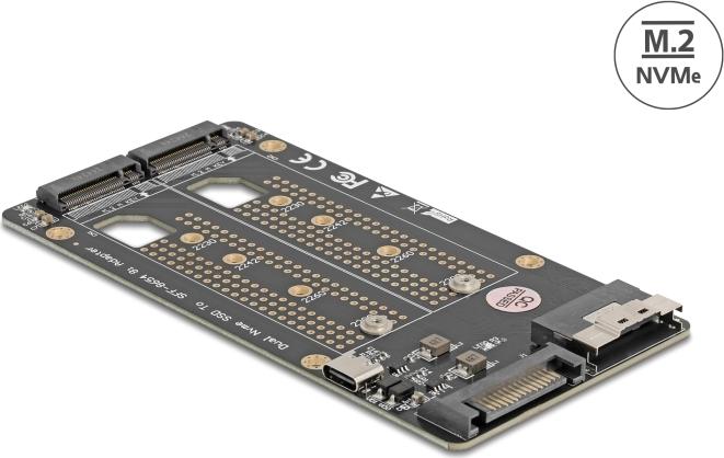 Delock SFF-8654 8i> 2x M.2 Key M NVMe SSD Konverter (64295)