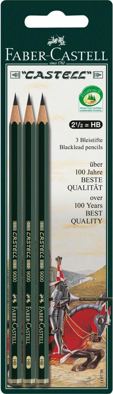 FABER CASTELL Bleistift Castell 9000 HB 3 St in BK