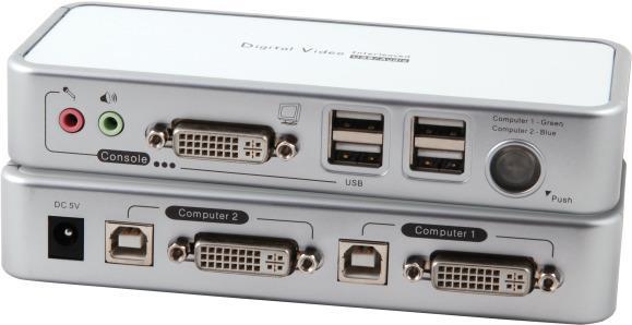 EFB ELEKTRONIK 4-Port KVM Switch USB-DVI-I-Audio-USB2.0Hub incl. Kabelset