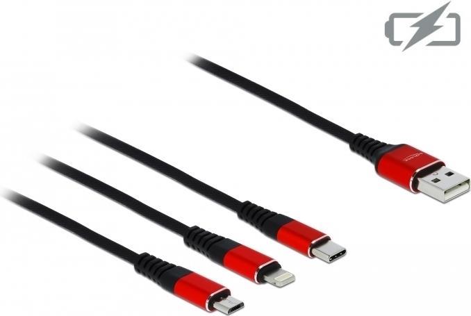 Delock USB Ladekabel 7,60cm (3") 1 für Lightning™ / Micro USB / USB Type-C™ 30 cm (85891)