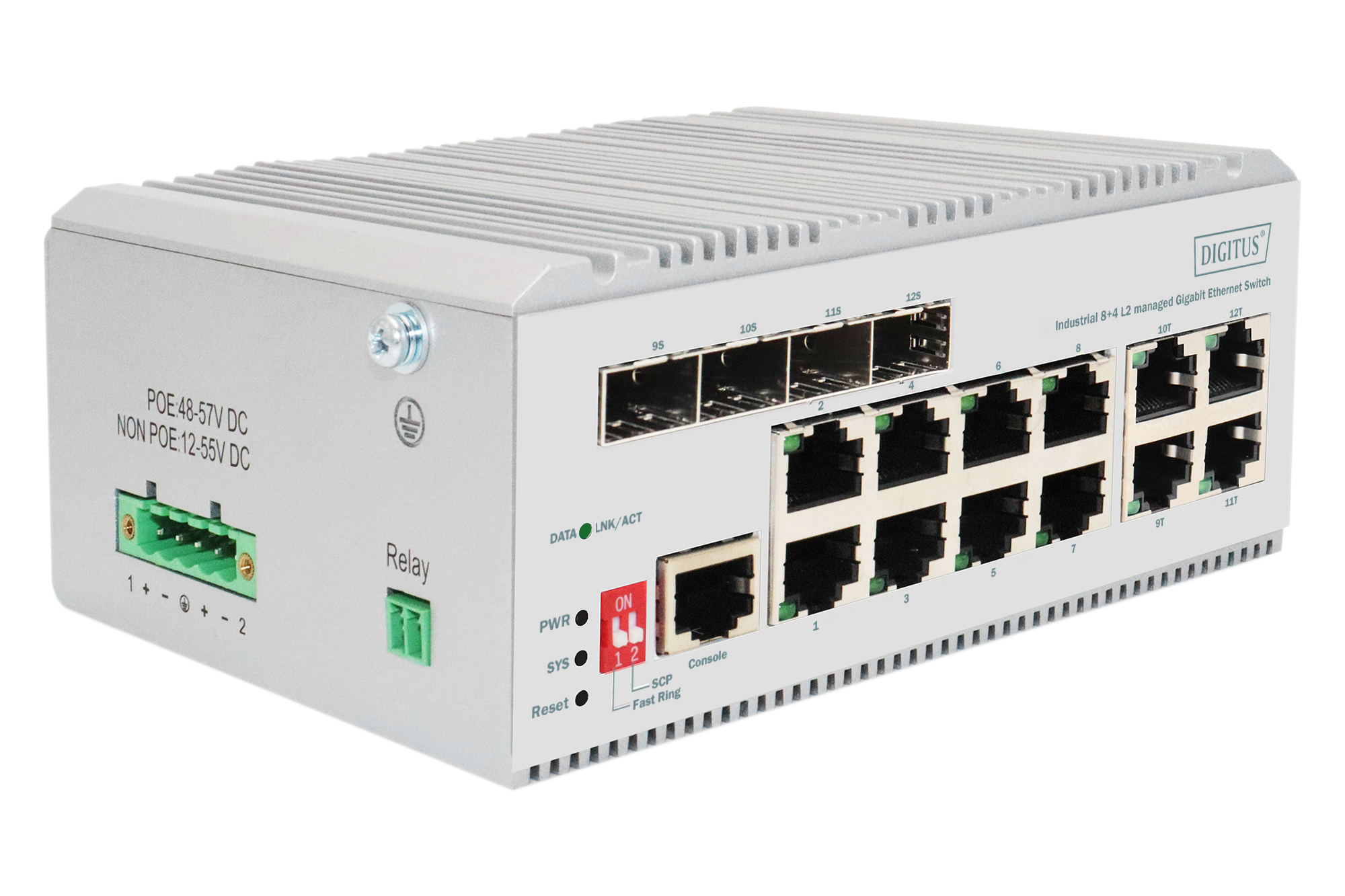 Digitus DIGITUS DN-651145 Switch 12 Ports L2 managed PoE+ Silber