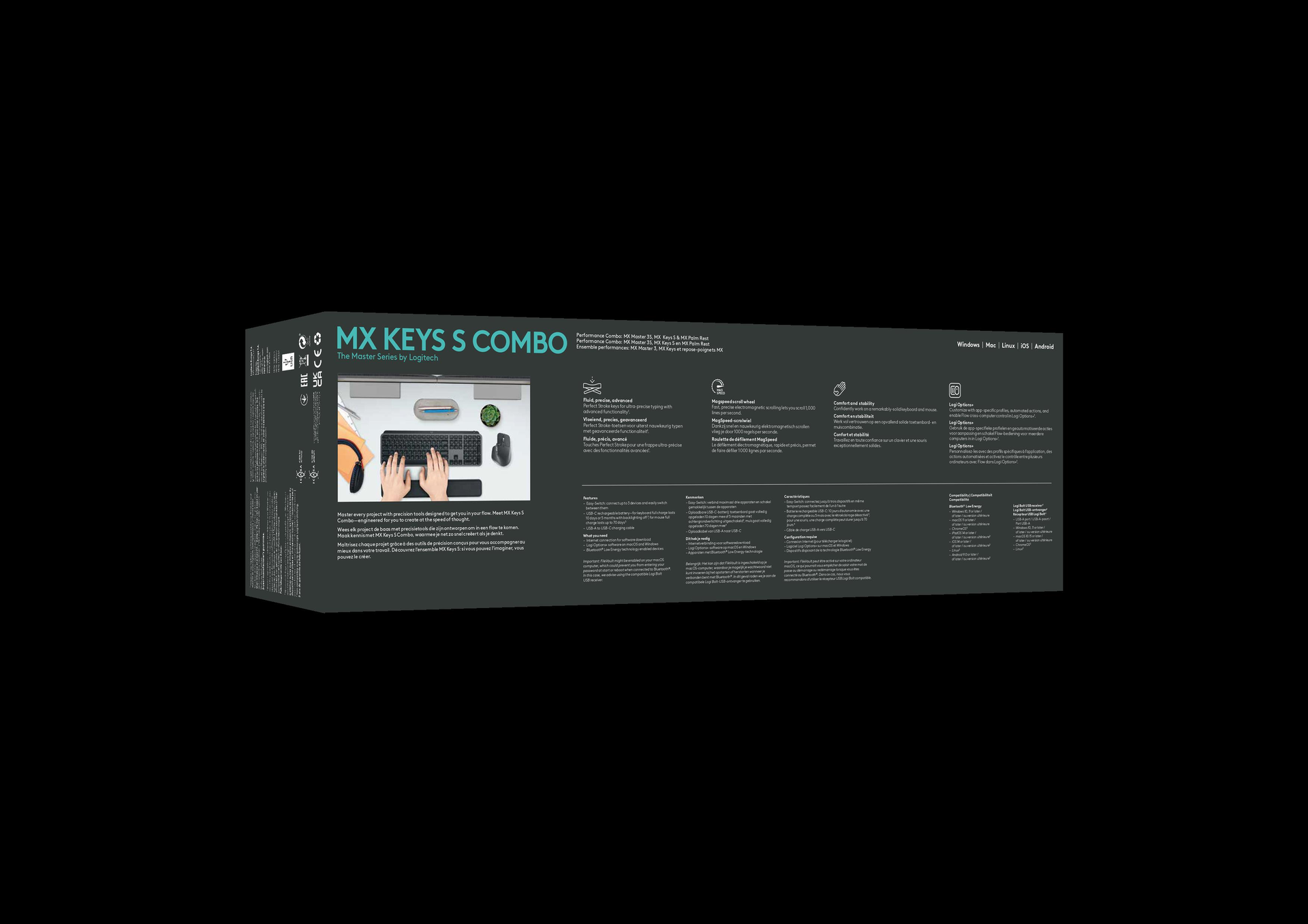 Logitech MX Keys S Combo Tastatur-und-Maus-Set Bluetooth AZERTY Graphite