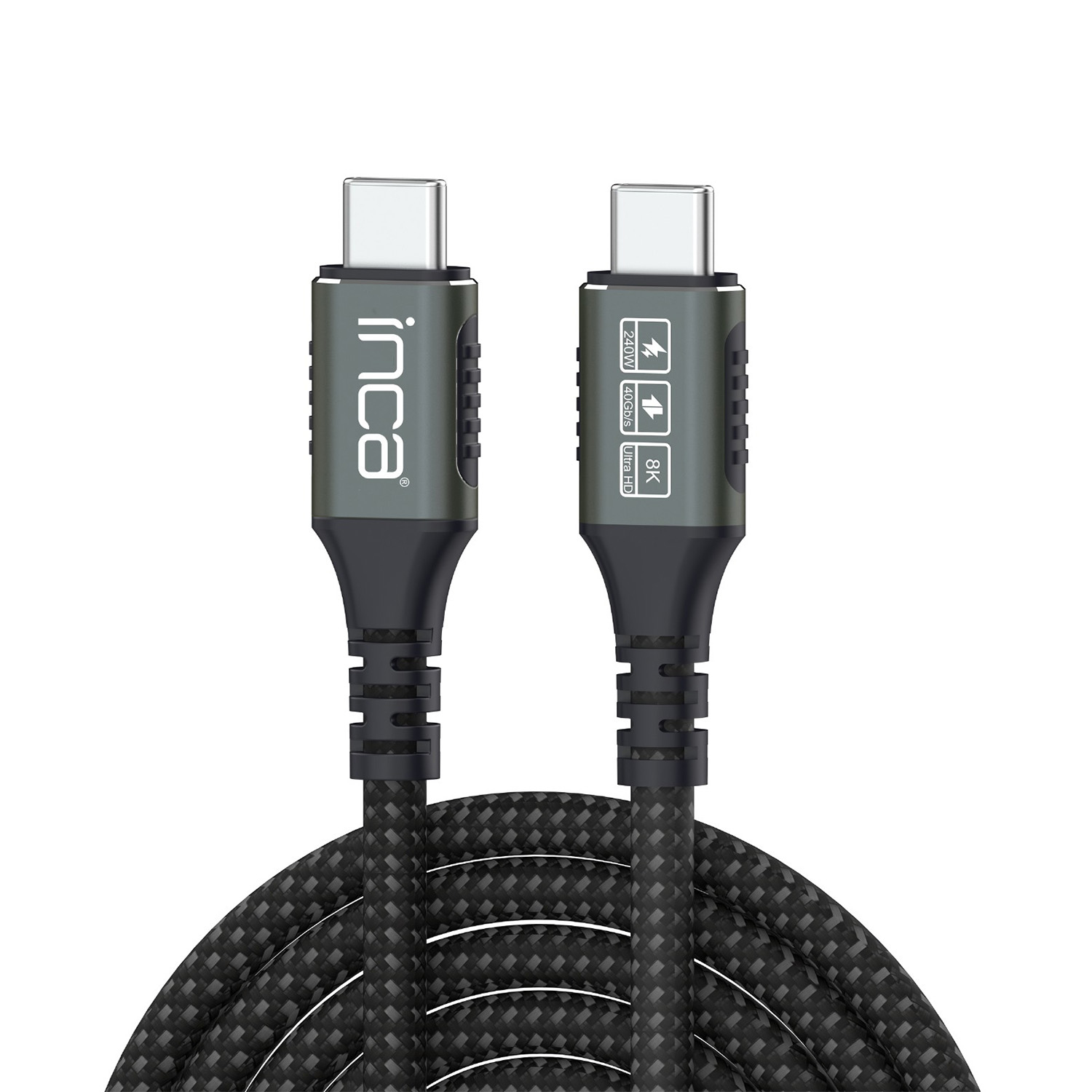 INCA ITCT-40 USB-C Kabel USB4 40 Gbit/s 240 W 8K 0,8 m Schwarz
