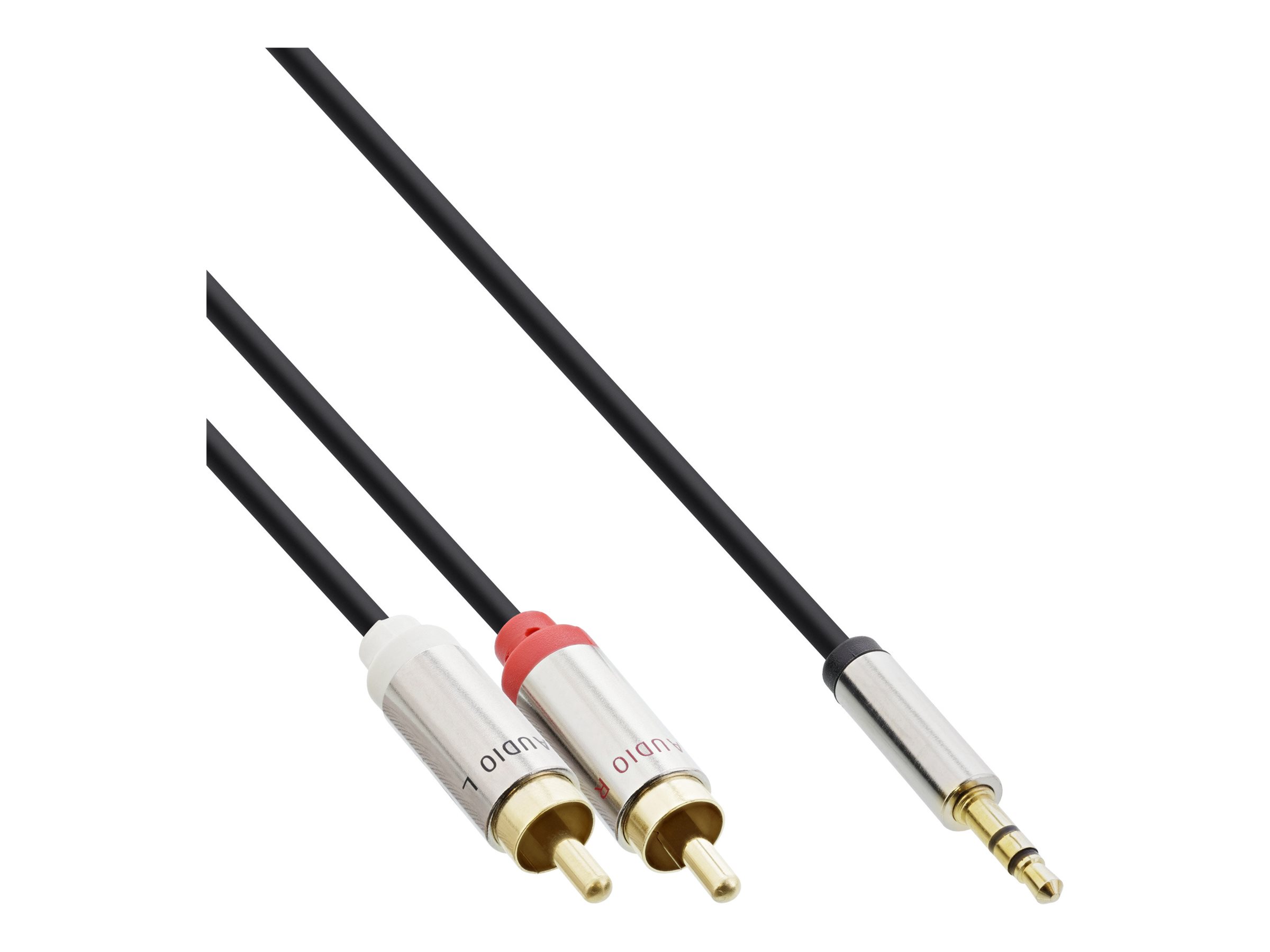 InLine Slim Audiokabel 3,5 mm Klinke auf 2x RCA 1 m Schwarz