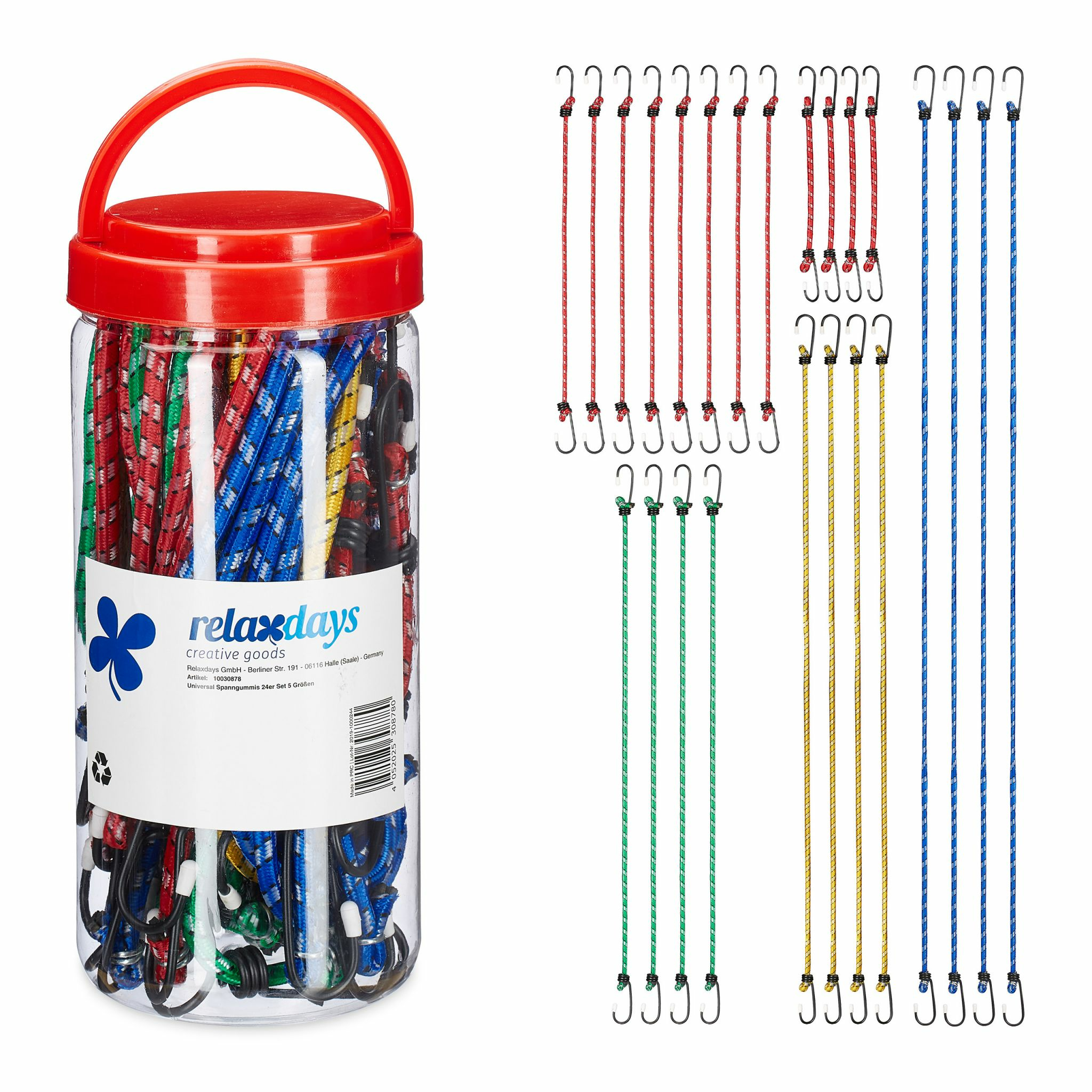 Relaxdays Spanngurt Set 5 Größen 26,5 - 93,0 cm