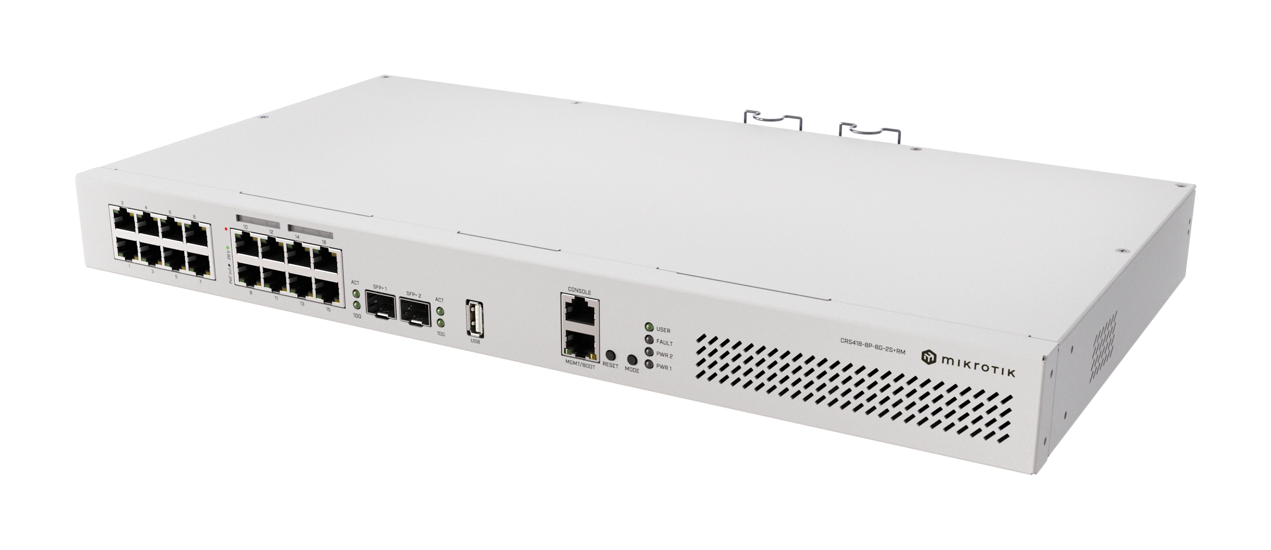 MikroTik Cloud Router Switch CRS418-8P-8G-2S+RM Managed L3 Switch 17 Ports 8x PoE 2x SFP+ Weiß