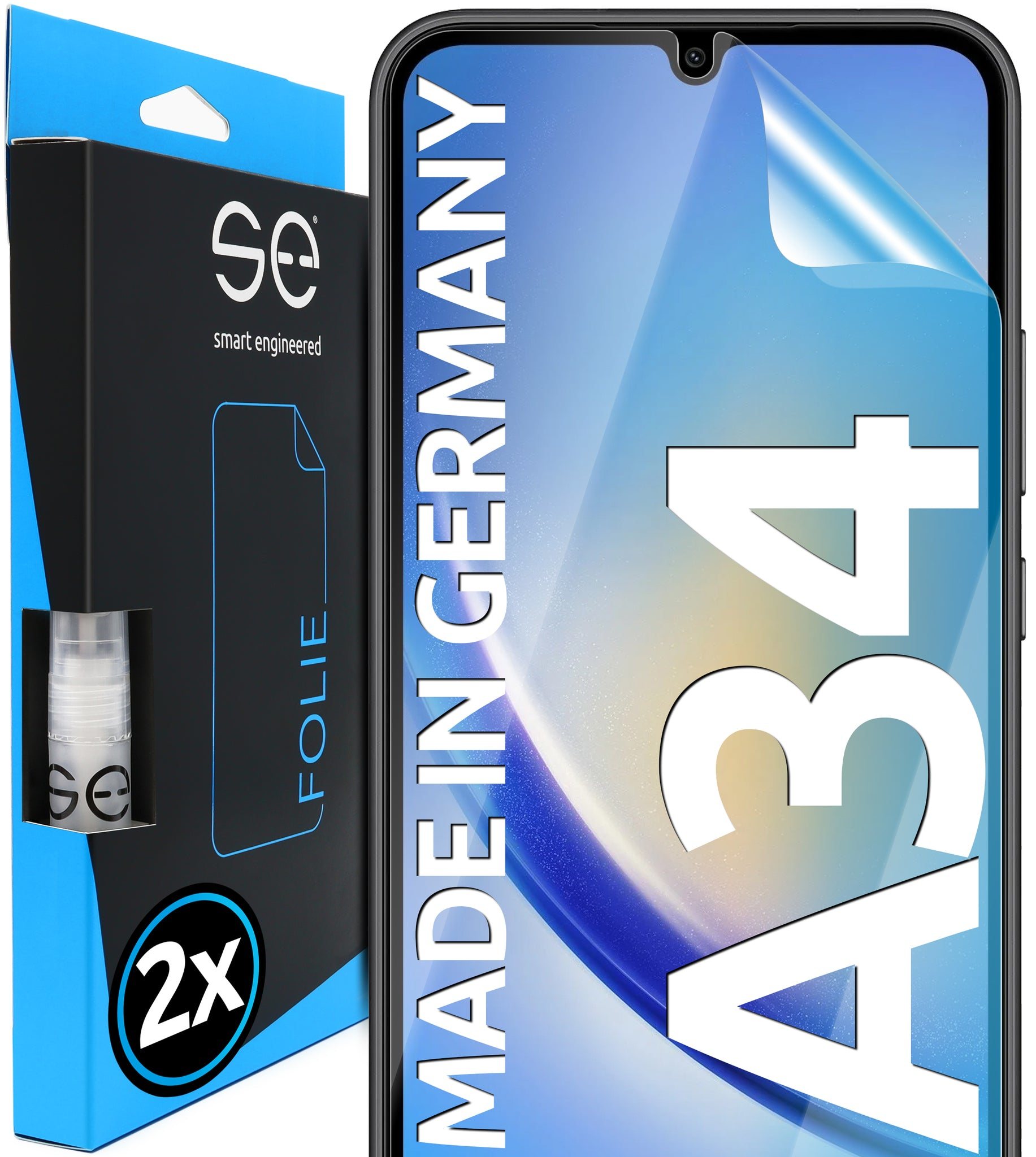 smart engineered 3D Displayschutzfolie für Samsung Galaxy A34 2 Stück Transparent