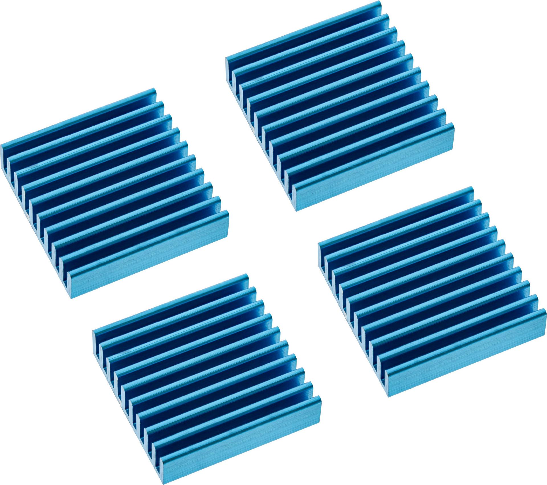 InLine RAM-Kühler Selbstklebende Kühlrippen, 4er-Set, Hellblau/Blau