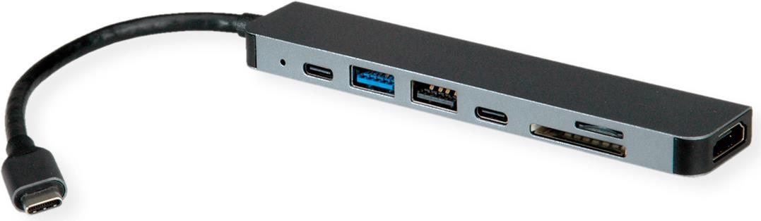 ROLINE USB-C Dock HDMI+ 2xA+1xC 1xTF/SD+1xC PD 4K60 (12.02.1122)