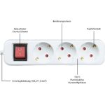 Steckdosenleiste mit Schalter, 3-fach, Schutzkontakt-Stecker an 3x Schutzkontakt-Buchse - weiß, 1,5m, Good Connections® (PS013-W015)