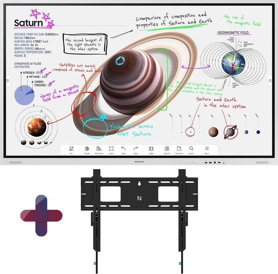 Samsung Flip Pro WM85B Flipchart 215,9 cm 85 Zoll inkl. Neomounts WL30-750BL16 Wandhalterung (LH85WMBWLGCXEN+WL30-750BL16)