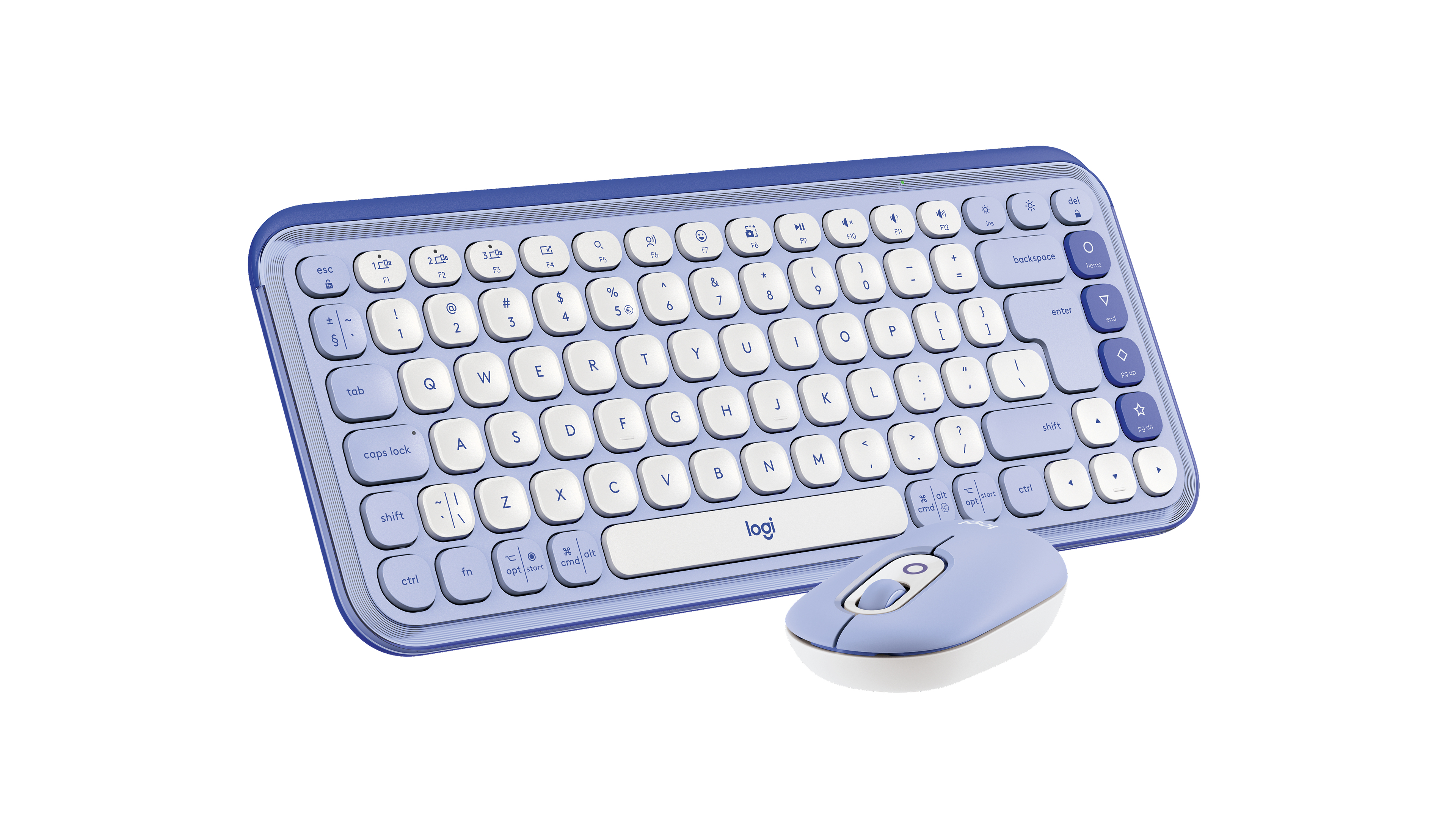 Logitech POP Icon Combo Kabelloses Tastatur-und-Maus-Set Bluetooth LE QWERTY US International Fliederfarben, Off-White