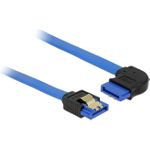 Delock Kabel SATA 6 Gb/s Buchse gerade > SATA Buchse rechts gewinkelt 50 cm blau mit Goldclips (84991)